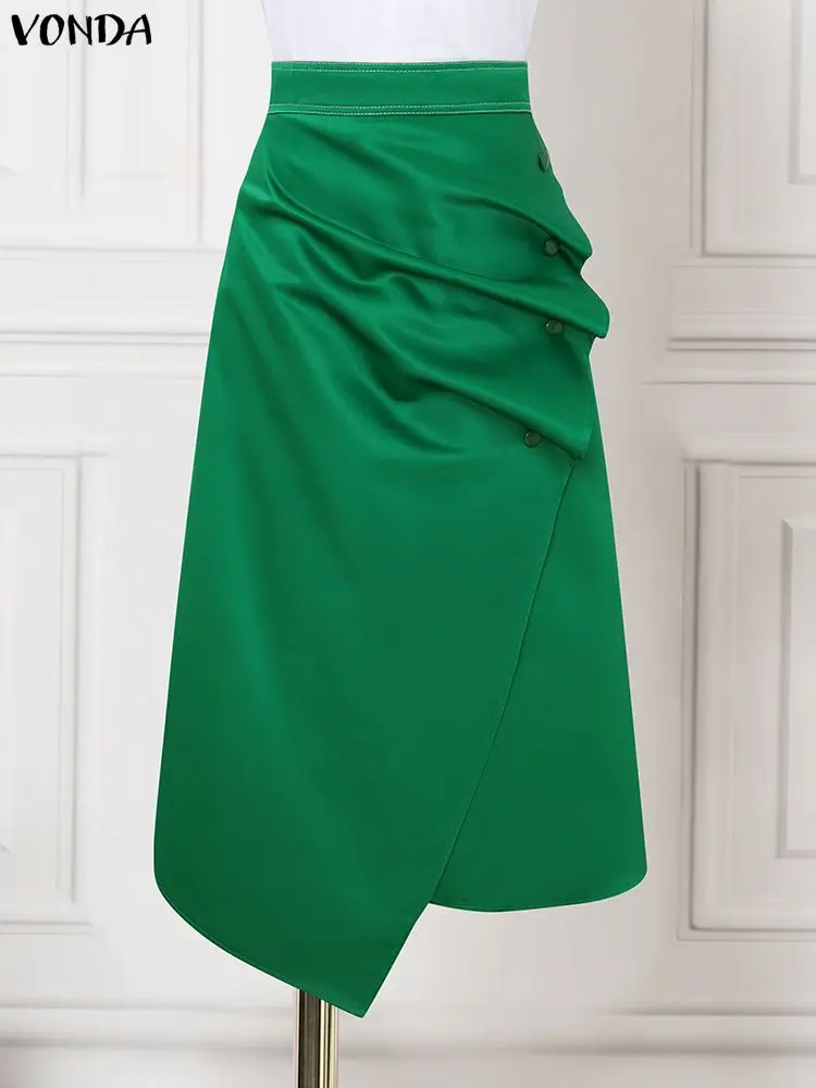 プラスサイズのサテンスカート VONDA エレガントな女性ハ - A-Line Skirt Midi のレビューと価格