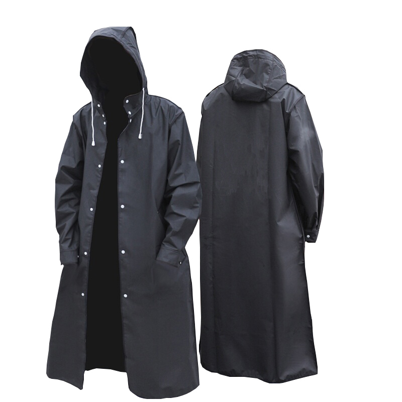 黒のファッション大人の防水ロングレインコート女性男性レインコ - Women'S Fashion Raincoat のレビューと価格