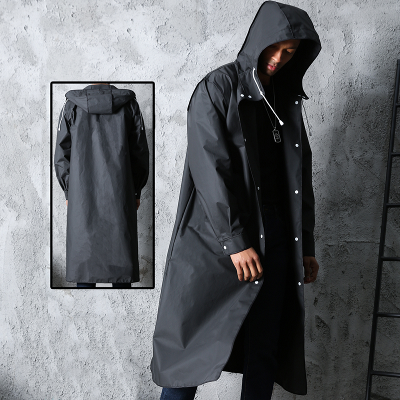 黒のファッション大人の防水ロングレインコート女性男性レインコ - Women'S Fashion Raincoat のレビューと価格