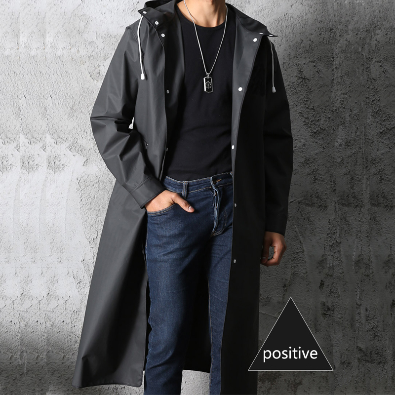黒のファッション大人の防水ロングレインコート女性男性レインコ - Women'S Fashion Raincoat のレビューと価格