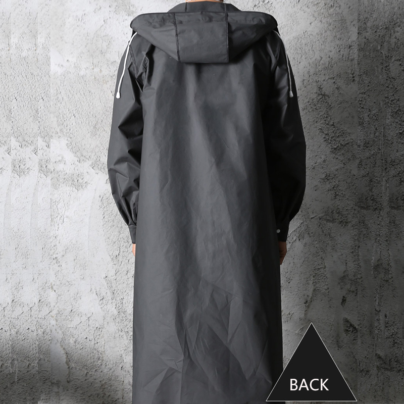 黒のファッション大人の防水ロングレインコート女性男性レインコ - Women'S Fashion Raincoat のレビューと価格