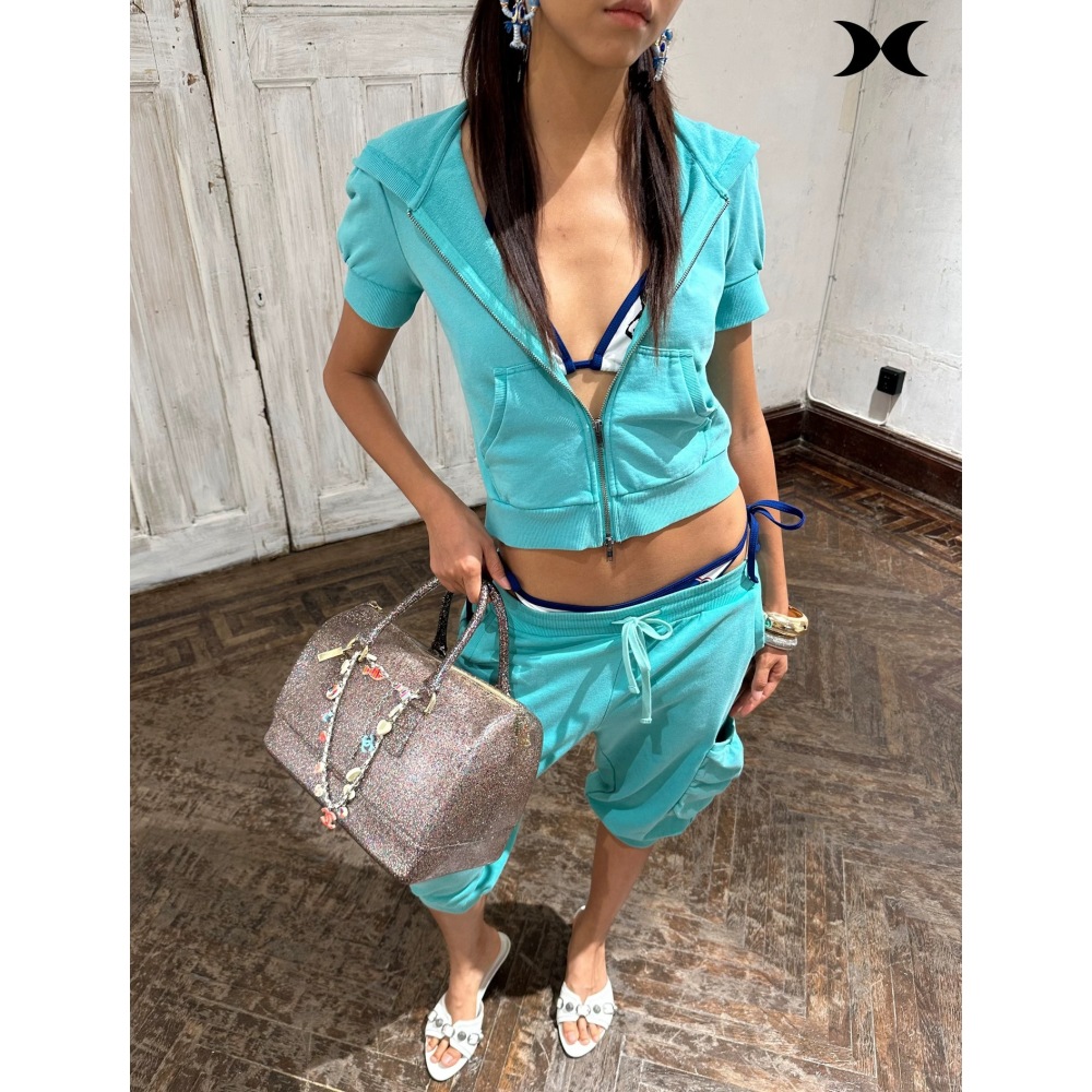 アメリカンストリートスパイスガールスタイル半袖フード付きジッ - Women'S Fashion Suit のレビューと価格