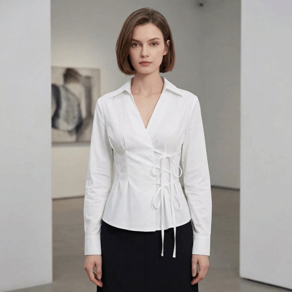 ファッション長袖スリムフィットシャツ V ネック原宿女性タイ - Women'S Y2K Fashion Aesthetic のレビューと価格