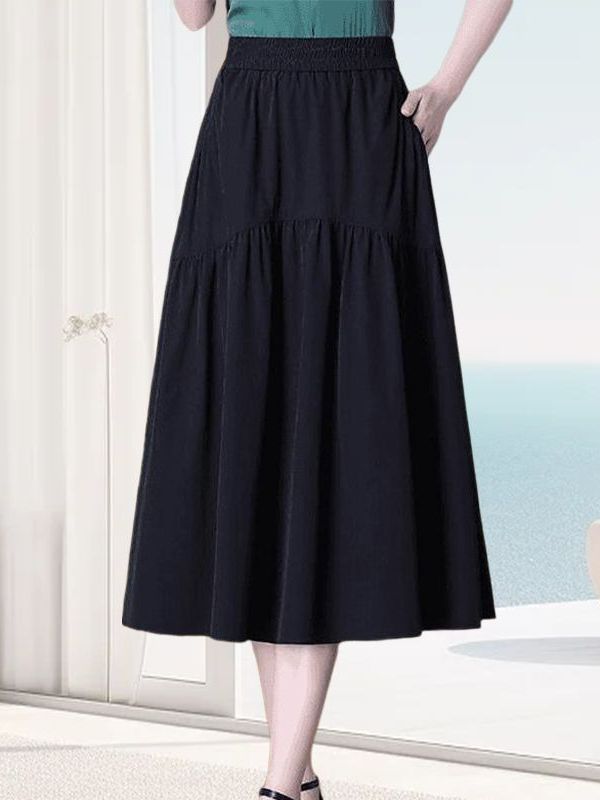 快適なAラインミディスカート、プラスサイズ女性向け、夏用薄手 - A-Line Skirt Midi のレビューと価格