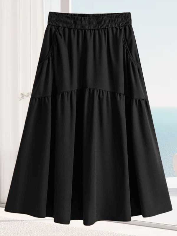 快適なAラインミディスカート、プラスサイズ女性向け、夏用薄手 - A-Line Skirt Midi のレビューと価格