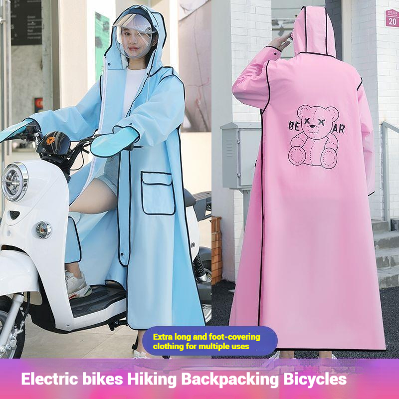 黒のファッション大人の防水ロングレインコート女性男性レインコ - Women'S Fashion Raincoat のレビューと価格