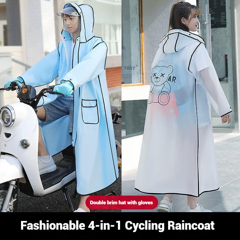 黒のファッション大人の防水ロングレインコート女性男性レインコ - Women'S Fashion Raincoat のレビューと価格