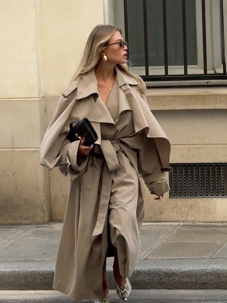 ソリッドラペル トレンチコート レディース ファッション ダ - Women'S Fashion Raincoat のレビューと価格