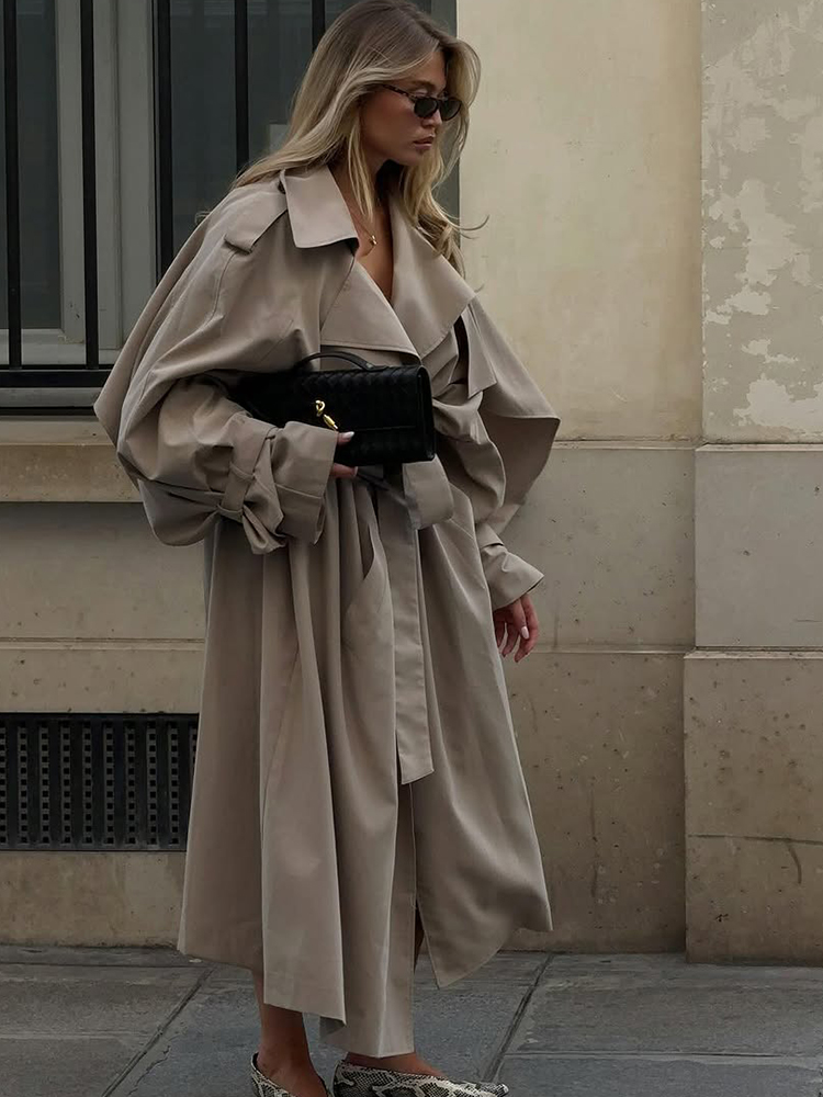 ソリッドラペル トレンチコート レディース ファッション ダ - Women'S Fashion Raincoat のレビューと価格