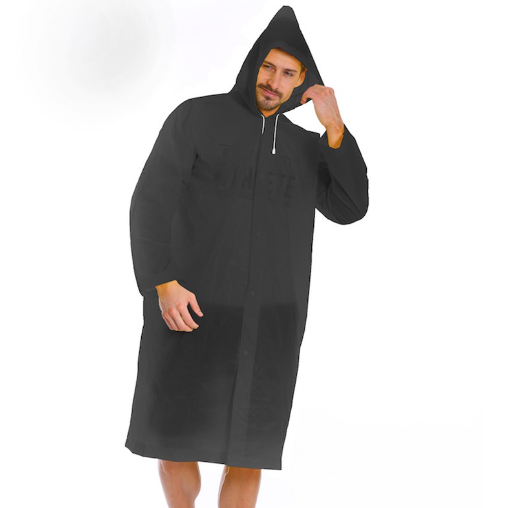 男性と女性のための防水ロングフード付きレインコート,黒,大人 - Women'S Fashion Raincoat のレビューと価格