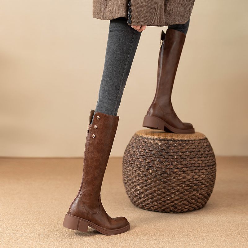 秋冬ミドルヒールレディースニーハイ丈防水PUファッション20 - Women'S Fashion Winter 2025 のレビューと価格